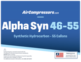 Thumbnail of Alpha Syn 46 55 gallons synthetic hydrocarbon air compressor oil product label
